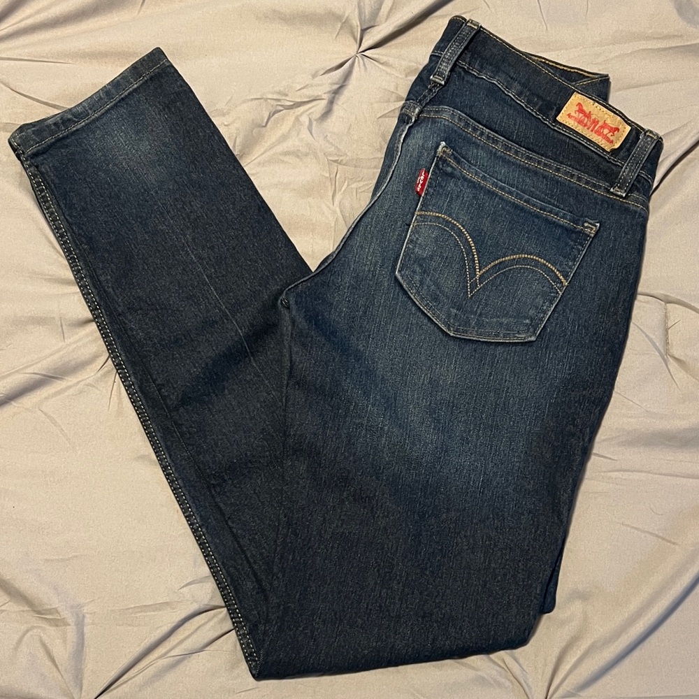 Levi's 524 Too Superlow Rise Y2K Blue Denim Skinny Jeans - Picture 3 of 12